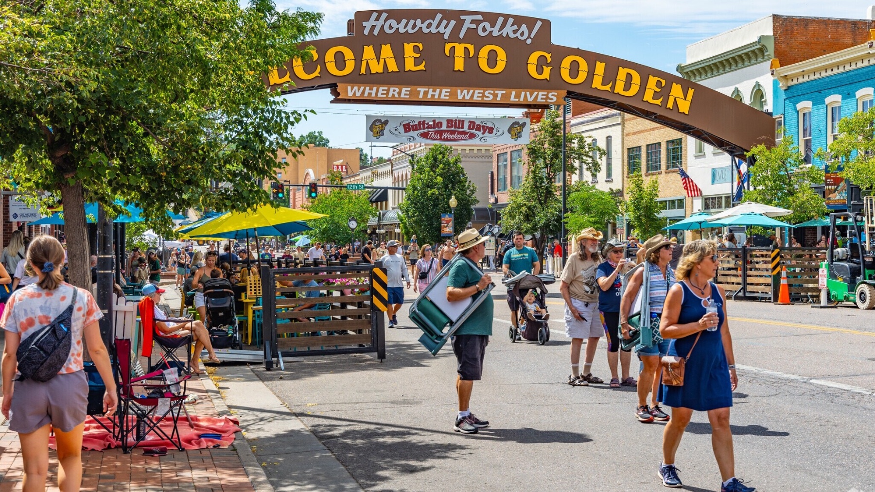 Golden Colorado with downtown and surrounding foothills